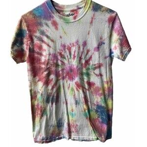 Gildan Tie Dyed Hippie T Shirt Small Short Sleeve Crew Neck Multicolor